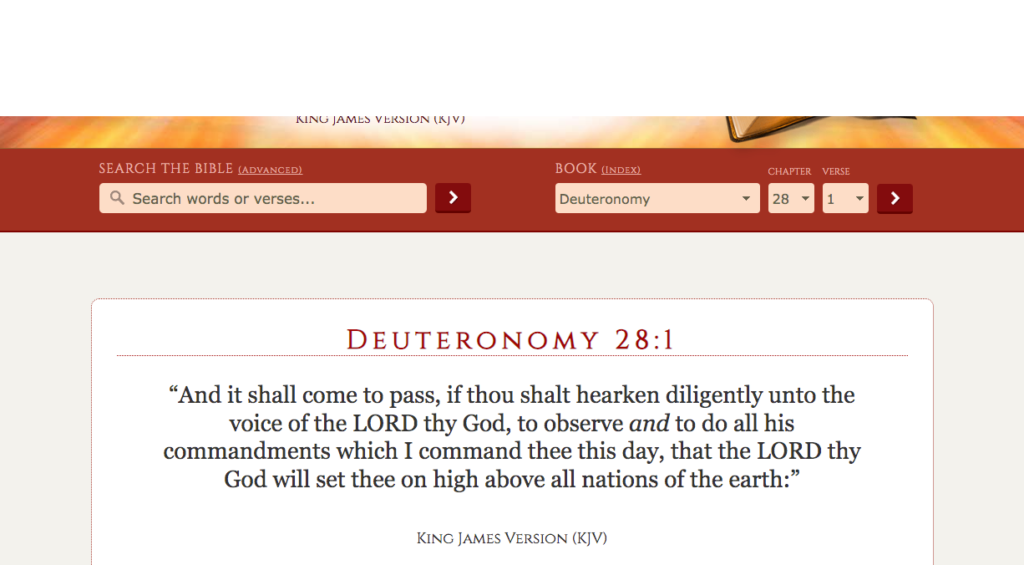 THE ISRAELITE COVENANT: KJV DEUTERONOMY 28-1